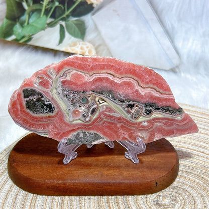 Healing Natural Crystal Rare Argentina Rhodochrosite Large Slices Slab Ore Mineral Gemstones Ornament Home Decoration Gift