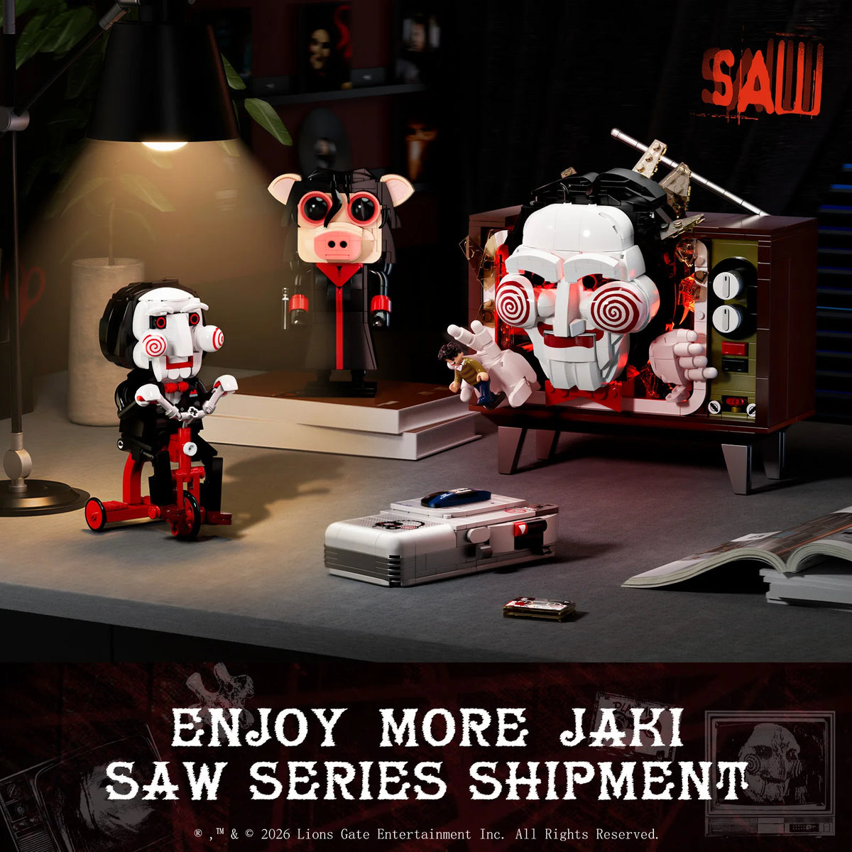 JAKI SAW Billy the Puppet on Tricycle Building Blocks 261pcs Official Movie Licensed Figure Gift
