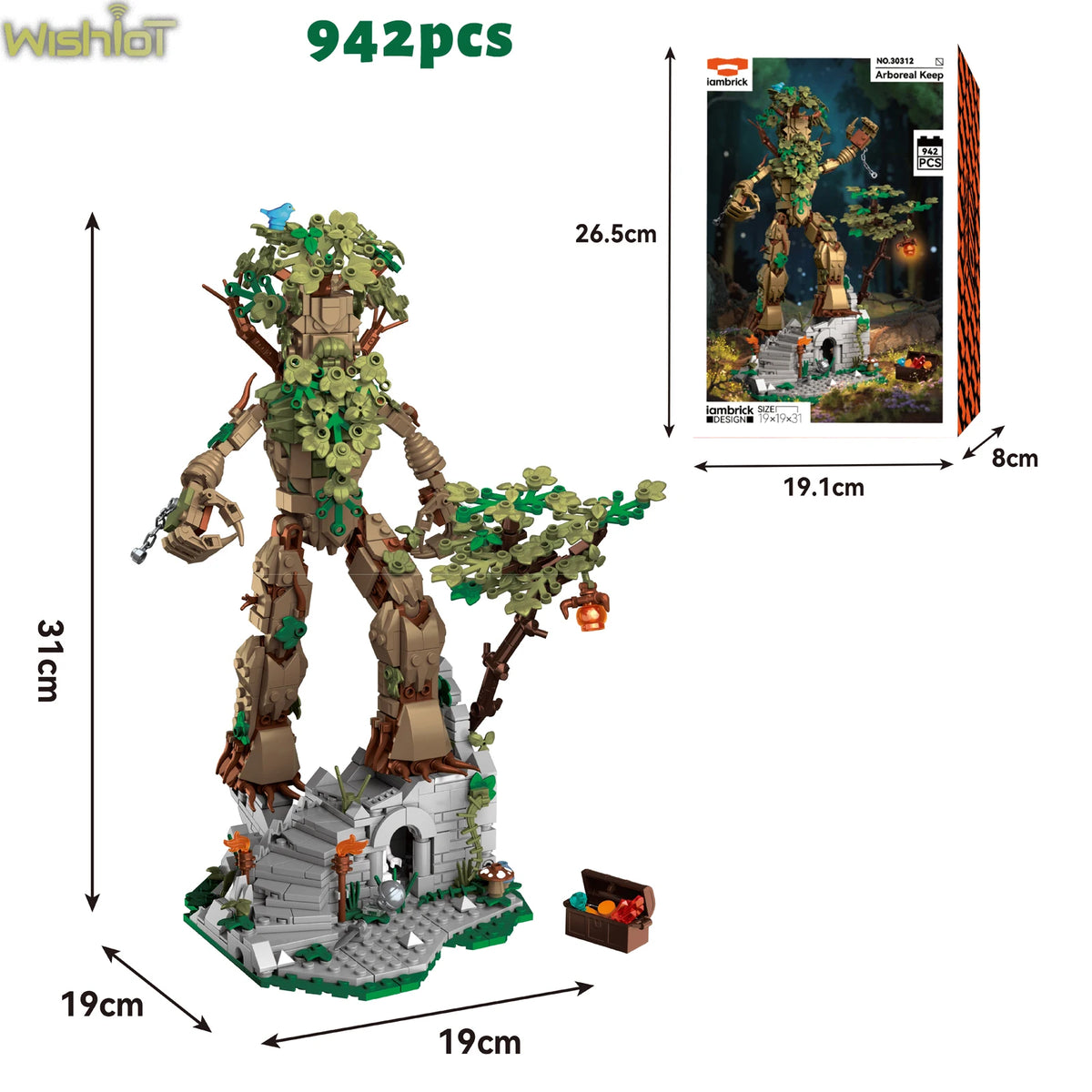 942pcs Arboreal Keep Building Blocks Ancient City Sophora Tree Spirit Tree Person Mythological Figures Model Kids Toy Ideal Gift