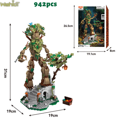 942pcs Arboreal Keep Building Blocks Ancient City Sophora Tree Spirit Tree Person Mythological Figures Model Kids Toy Ideal Gift