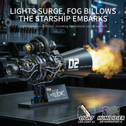Starship Quantum Core Engine Building Blocks Space Exploration Rocket Engine Mechanical Bricks Set with Display Stand Toy Gift