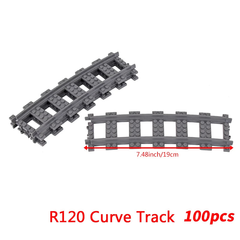 MOC City Bricks Train Flexible Construction Parts Railway Curve Track Building Blocks Model Accessories Compatible with 53401