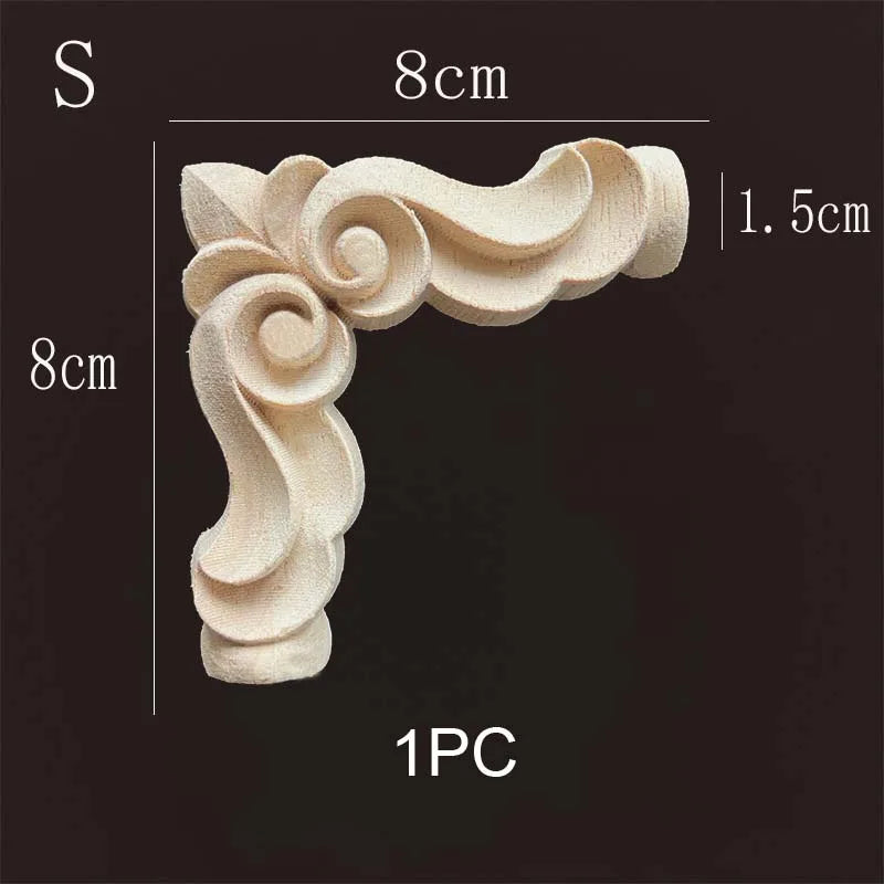 Natural Wood Corner Onlay Moldling European Style Home Decor Background Wall Applique Carved Figurine Living Room Decoration