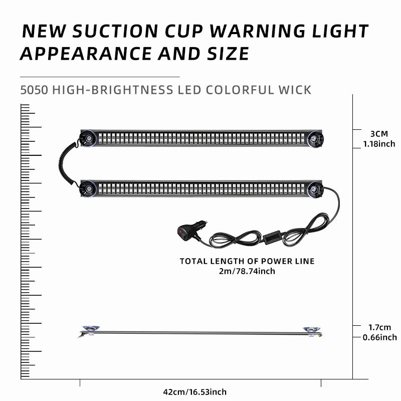 RGB 192LED Auto Roof Windshield Strobe Light 2 In1 LED Flash Warning Signal lamp Truck Windshield Strobe Emergency Car Light