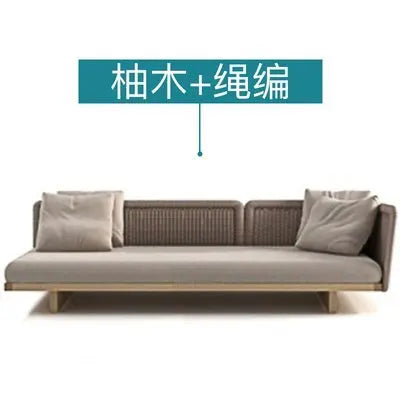 Woven Rattan Outdoor Sofa with Solid Wood Base, Weather-Resistant Patio Couch, 3-Seater Lounge Sofa for Balcony & Garden