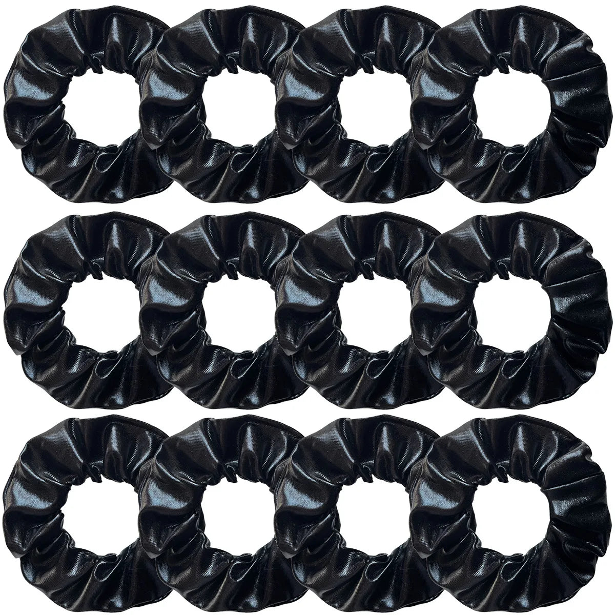 Wholesale 12pcs Metallic Color Scrunchies For Women Gold Silver Black Color Laser Effective Scrunches Set Girls Hair Rope Pack