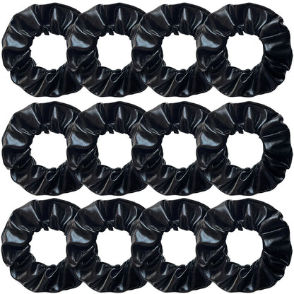 Wholesale 12pcs Metallic Color Scrunchies For Women Gold Silver Black Color Laser Effective Scrunches Set Girls Hair Rope Pack