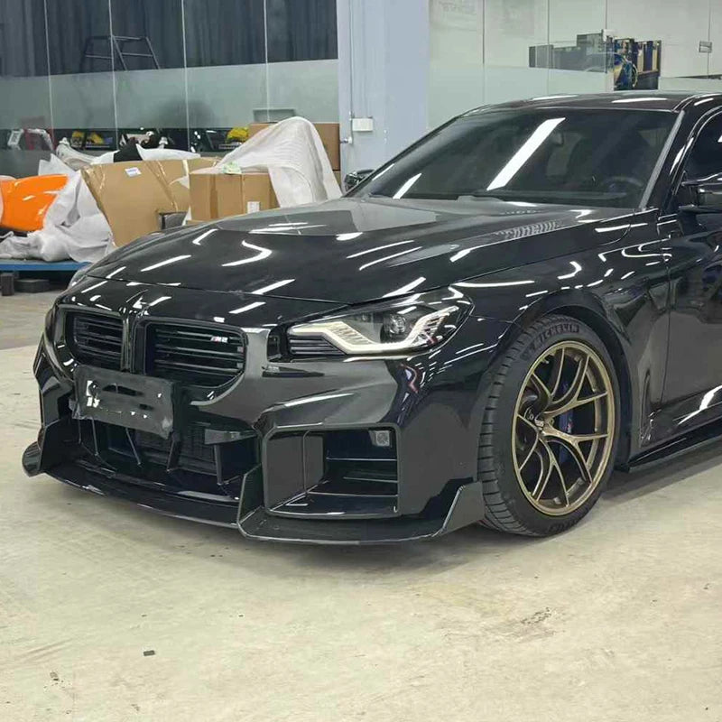 For BMW M2 G87 2022+ Carbon Fiber Car Front Bumper Diverter Spoiler Diffuser Front lip chin Shunt AD Style upgraded Car body kit