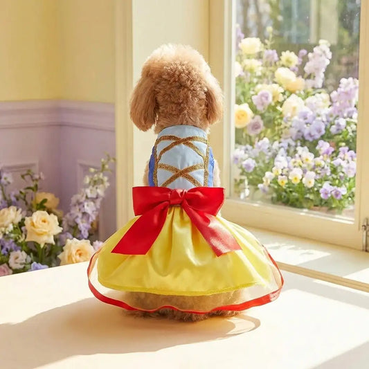 Snow Dog Costume - Christmas Princess Puppy Dress, Snow Pet Apparel for Party Christmas Halloween Special Events Costume