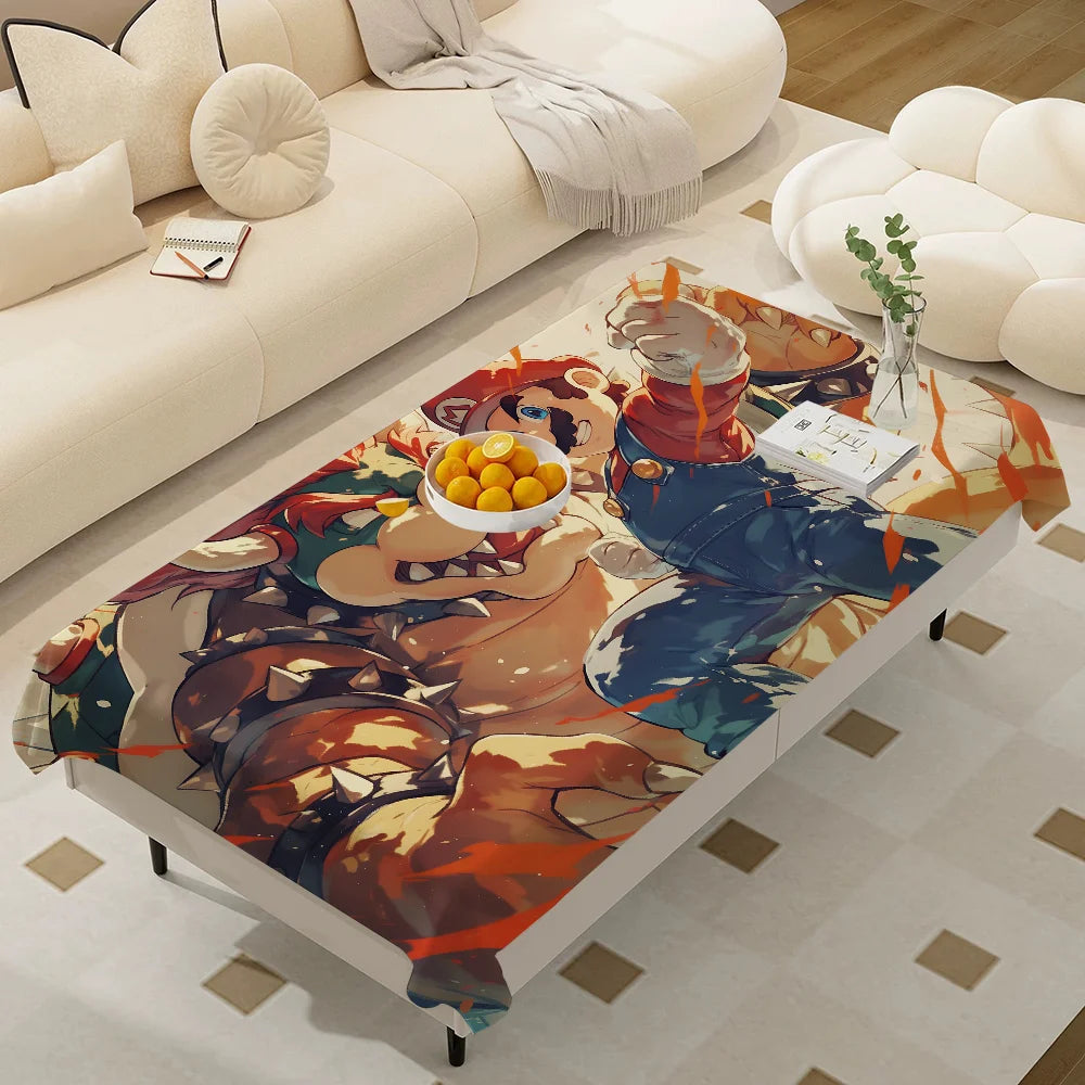 Hot Super Cool M-Mario Game Bros Waterproof Rectangle Tablecloth Fiesta Home Decor Dining Room Decor Reusable Party Supplies