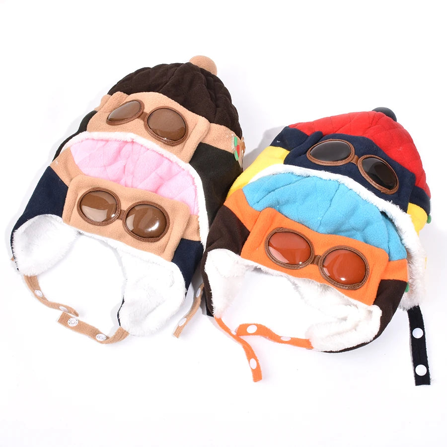 Winter Baby Ear Protection Hat Kids Cartoon Pilot's Hat Korean Version Classic Autumn Winter Boy Girl Baby Ear Protective Hat