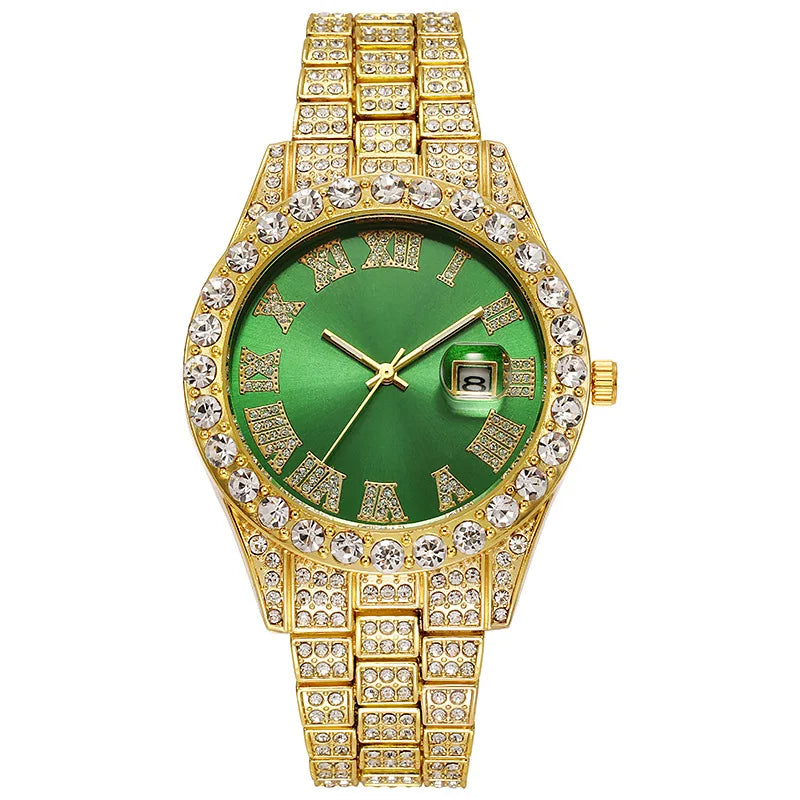 Hot Sale Diamond Watch for Men Luxury Iced Out Watches Calendar Quartz Wristwatches Male Clock Relogio Masculino Drop Shipping
