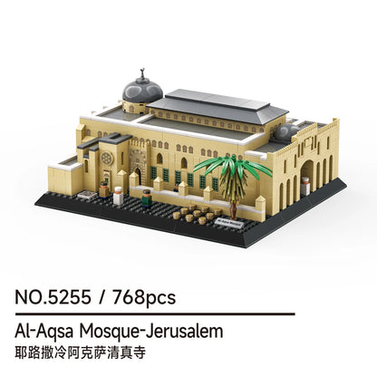 WANGE City Architecture Sydney Opera Santorini Building Blocks Chamartin Stadium Mosque Assembled Model Collection Toys For Gift