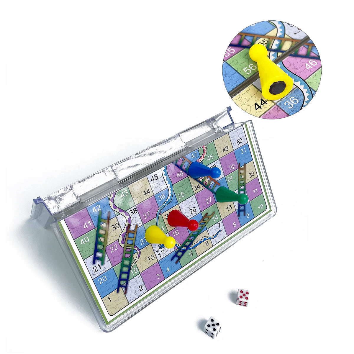 Foldable Magnetic Crystal Snakes and Ladders Board Game Transparent Plastic Chessboard Tabletop Travel Outdoor Game Set