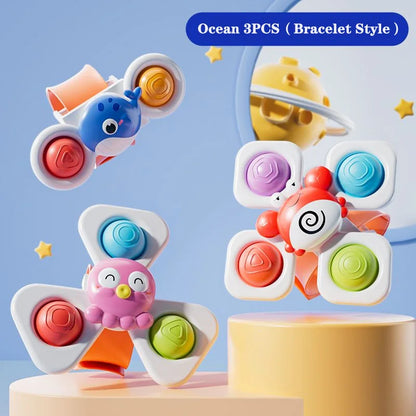 Suction Cup Spinning Cartoon Animal、Insects Spinner Toys Baby High Chair Window Gyro Stress Reliever Kids Bath Toys Gift