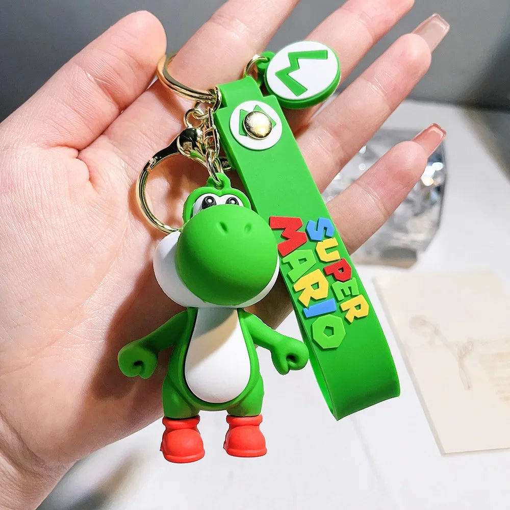 Mario Keychain Mario Bros Luigi Figure Toad Yoshi Bowser Action Figure Model Cartoon Bag Doll Pendant Toys Gift