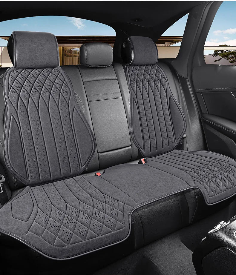 Car Suede Seat Protection Universal Car Seat Cover All Season Breathable Perforated Suede SUV Sedan Seat Cover Latex Cushion