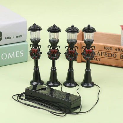 4Pcs/Set Christmas Mini Street Light Models Dollhouse Streetlight Micro-Landscape Fairy Garden Accessories