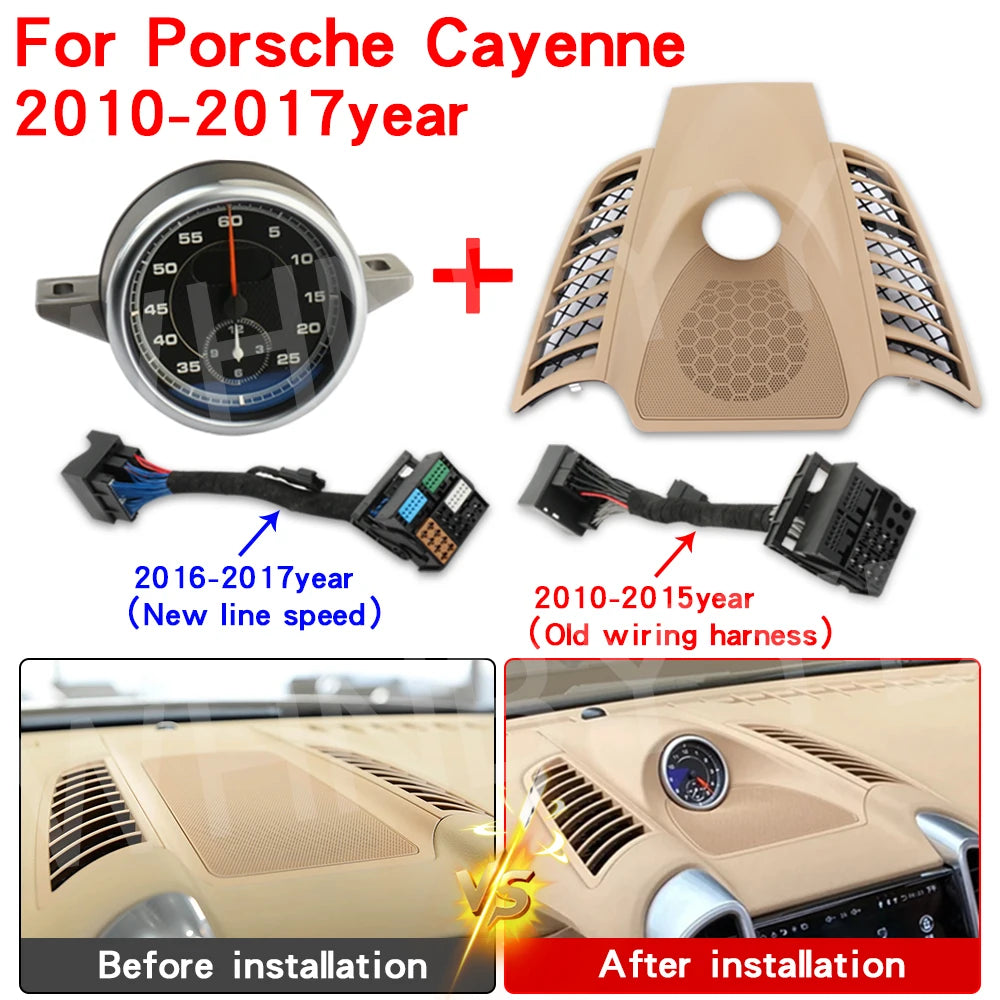 Car Stopwatch for Porsche Cayenne 958 10-17 Clock Chrono Watch Dashboard Cover Modified Car Interior Accessories Stopwatch Clock