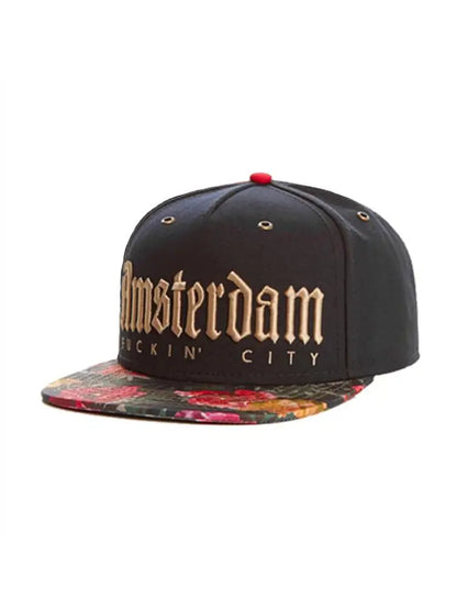 FINDPRO A-Dam Cap Golden Letters Flower Snapback Adjustable Sun Baseball Hat for Men Women Adult Outdoor Casual