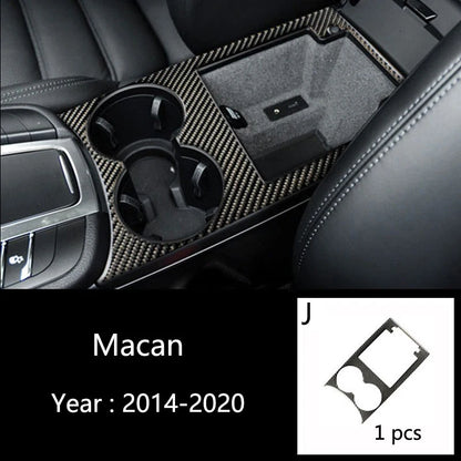 Car Styling For Porsche macan 2014-20 Carbon fiber Center Console Air outlet Dashboard Covers Stickers Interior Auto Accessories