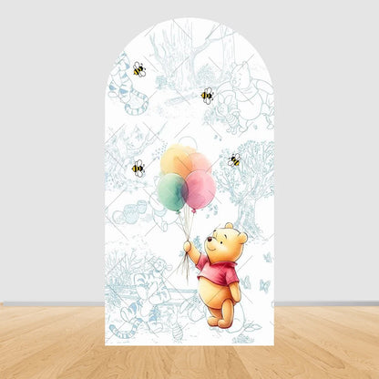 Winnie The Pooh Arch Backdrop Cover Elastic Fabric Newborn Baby Birthday Party Supplies Birthday Party Photo Studio Decoration