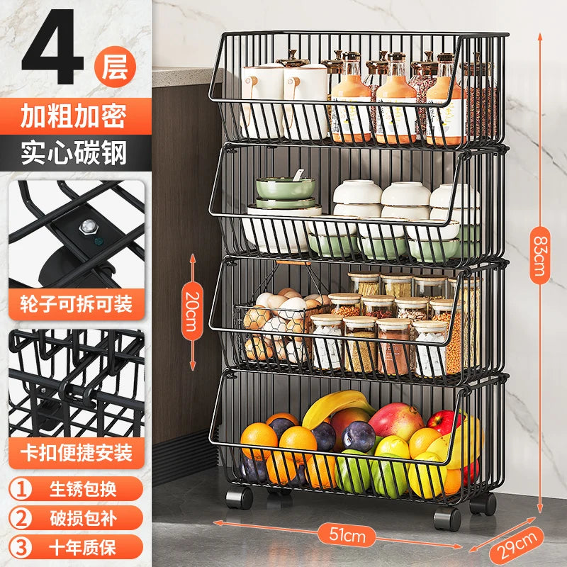 주방수납 Rolling Storage Cart Multipurpose Rustproof Modern Storage Cart Kitchen Multi-layer Trolley with Wheel Kitchen Furniture
