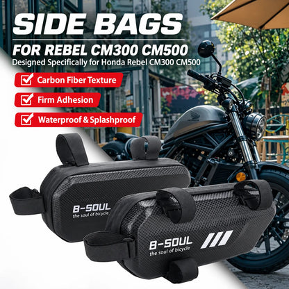 EVA Motorcycle Side Bag – Textured Carbon Look, Splash-Proof Universal Saddlebag for Most Bikes, Large Capacity Storage