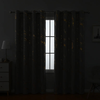 1pc Modern Marble Printed Curtain with Silver Stamping, One Panel High-Precision Curtain, Living Room, Bedroom Curtains