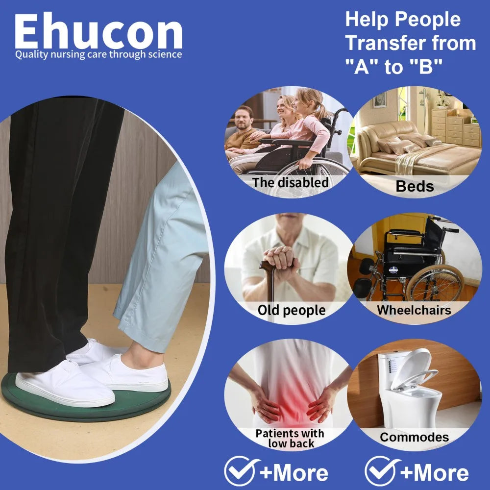 Ehucon Pivot Disc Patient Turning Devices Swivel Cushion 360 Degree Dia 15.7" Sliding Board for Elderly,Disabled, Pregnant Woman