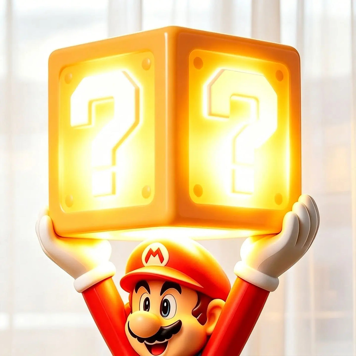 Mario Question Mark Night Light, Kids Figurine Ambient Lamp, Fun Ornament, Soft Bedside Light, Creative Gift