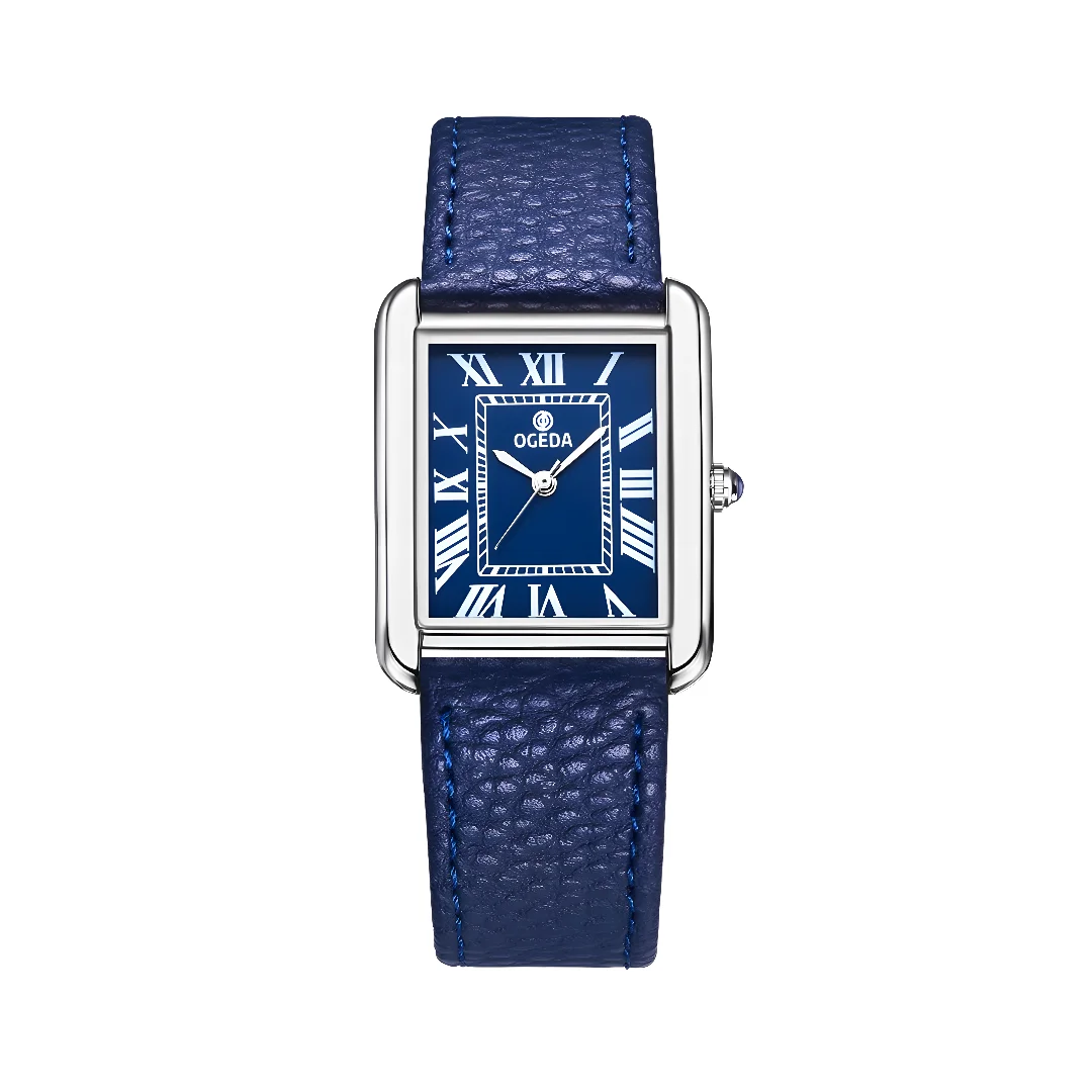 OGEDA Waterproof Couple Watches Casual Fashion Quartz Stainless Steel Leather Strap Square Dial Men's And Women's Lover Watch