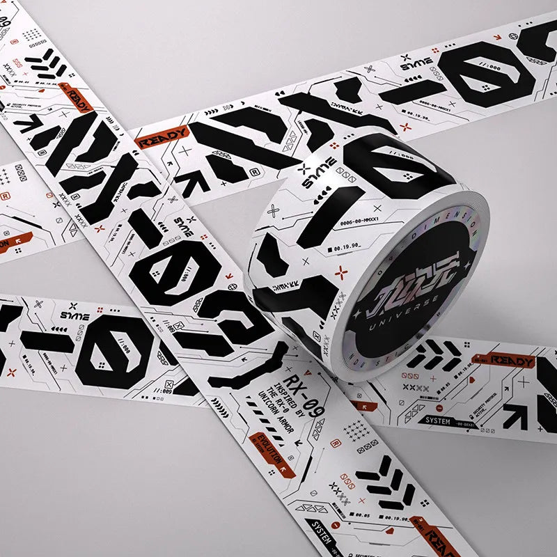 Space Astronaut Cyberpunk Warning Tape DIY Mechanical Decorative Tape Stickers Bicycle/Skateboards/suitcases/fish Tanks Stickers