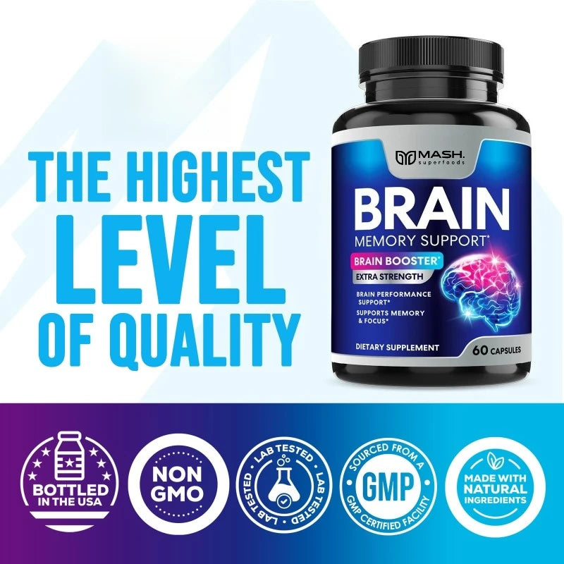 Brain Supplement-Promotes Brain Health, Enhances Focus, Memory and Mental, IQ, Improves Thinking Skills