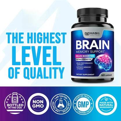 Brain Supplement-Promotes Brain Health, Enhances Focus, Memory and Mental, IQ, Improves Thinking Skills