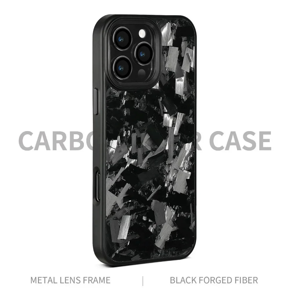 Real Carbon Fiber Armor100% Cover For IPhone 16Promax 15 Pro Max 14 13 12 11 Case Metal Frame Wireless Charge Forged Fiber Cover