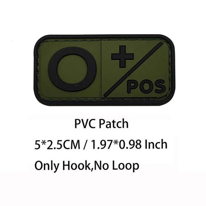 Small Patch with Hook,PVC Blood Type A B AB O POS NEG Emblemen,Patches Military Tactical Badges on Backpack,Outdoor Equipment