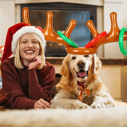 1/2pcs Inflatable Reindeer Antler Ring Toss Party Game Set Christmas Party Games New Year's Eve Birthday Party Decorations