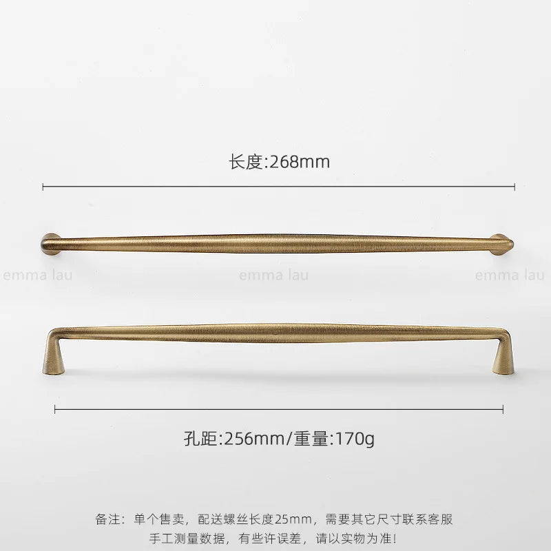 Light Luxury Brass Furniture Handles Retro Long Strip Cabinet Handles Round Door Drawer Knobs Kitchen Wardrobe Cupboard Pulls
