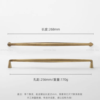 Light Luxury Brass Furniture Handles Retro Long Strip Cabinet Handles Round Door Drawer Knobs Kitchen Wardrobe Cupboard Pulls