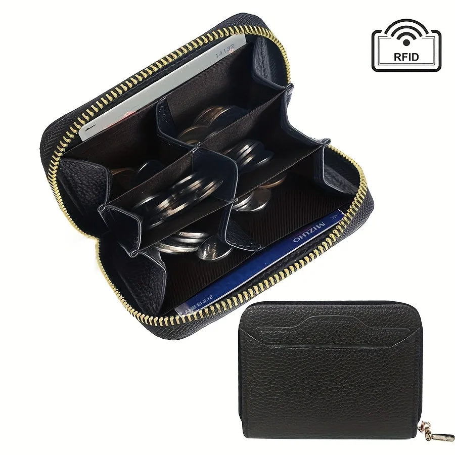 Mini Credit Card Wallet ID Card Holder, Unisex Small Wallet, Thin Zippered Short Coin Purse