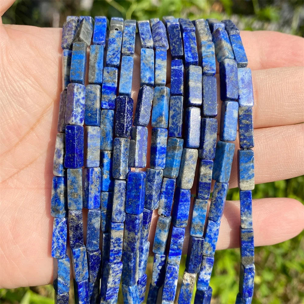 4x13mm Natural Stone Tube Rectangle Sea Sediment Lapis Lazuli Opal Amethysts Quartz Beads for Jewelry Making DIY Bracelet