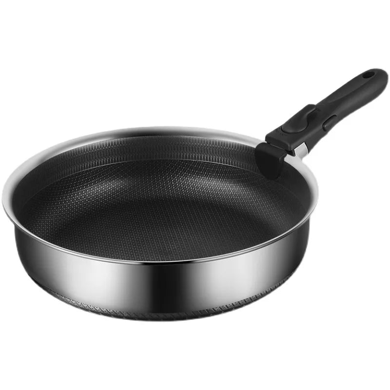 Detachable Handle 316 Stainless Steel Flat Bottomed Pan Outdoor Portable Non Stick Frying Pan Outdoor Cooking Utensils