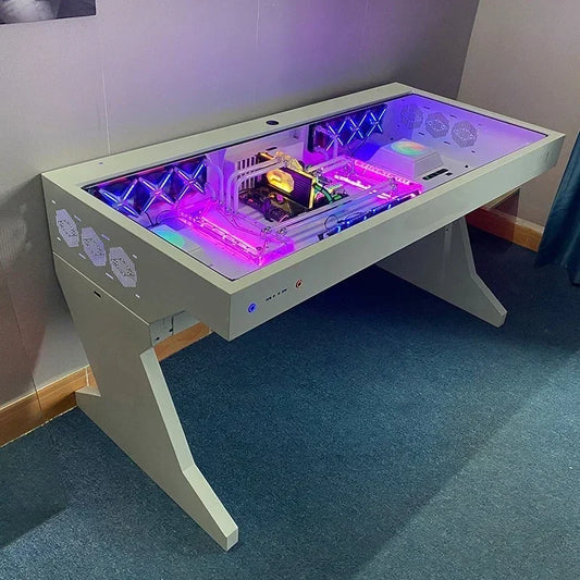 mTempered Glass Side Panel Desk RGB PC Case And Desk Two In One Combo Computer Case Tower Gaming Table l
