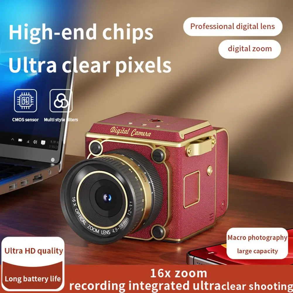 Retro Portable CCD 16X Digital Zoom Student-Friendly Simulation Double-Reflex Digital Camera For Beginner Photography Mini