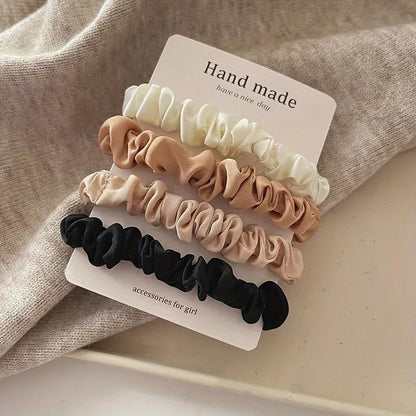 4pcs Satin Hair Scrunchies For Women, Softer Than Silk Hair Ties, Silky Solid Color Ponytail Holders, Fashion Hair Accessories