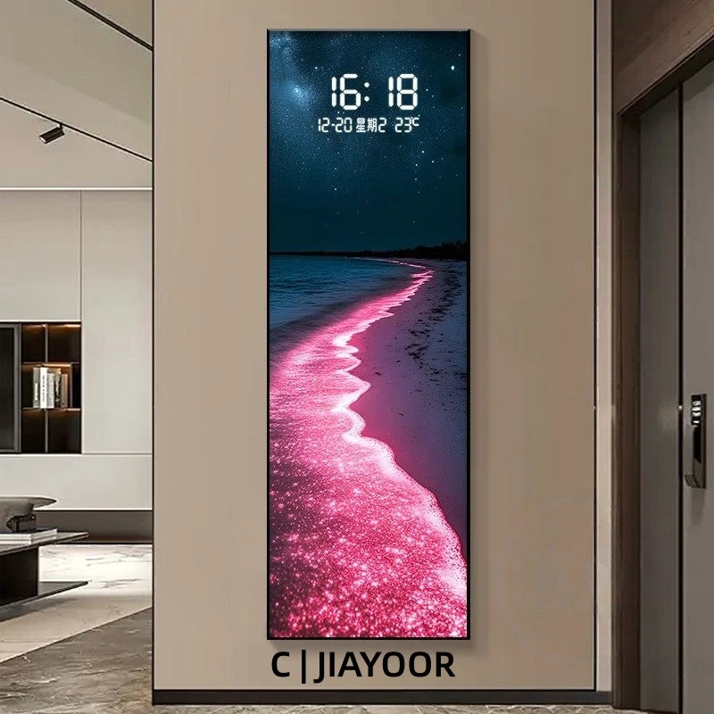 Modern Electronic Clock LED Wall Lamp for Living Room Entrance Corridor Study Hotel Plane Painting Home Decorations Mural Light