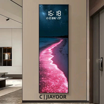 Modern Electronic Clock LED Wall Lamp for Living Room Entrance Corridor Study Hotel Plane Painting Home Decorations Mural Light