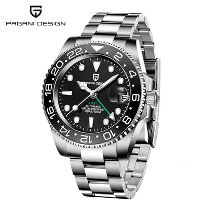 PAGANI DESIGN New Men Watch GMT Mechanical Wristwatch 40mm Automatic Watch Stainless Steel Waterproof Business Watches for Man