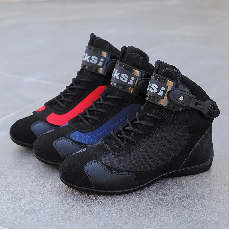 Men's Classic Motorcycle Boots Lightweight Breathable Motocross Racing Karting Shoes Motorcyclist Go-Kart Footwear